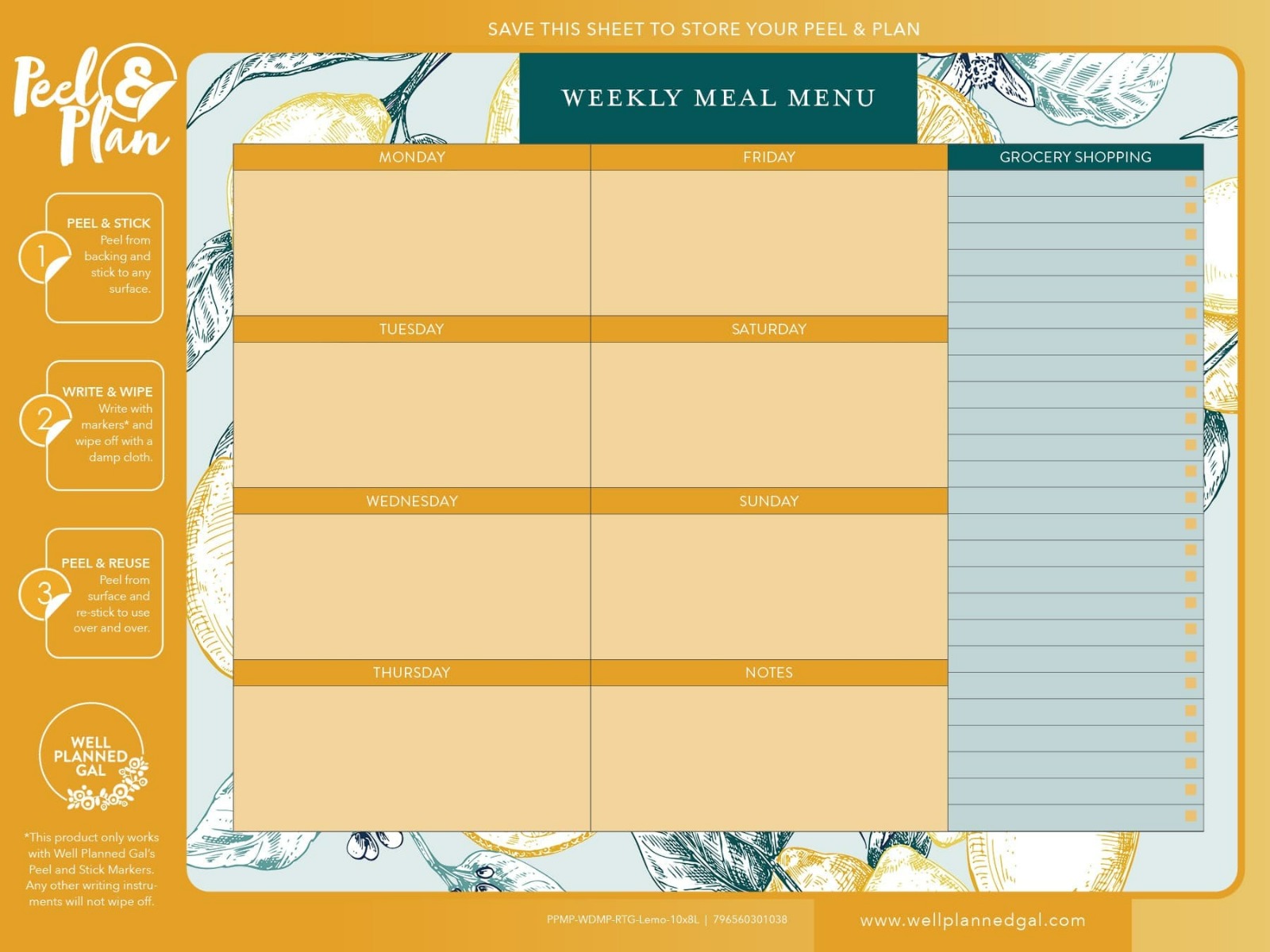 Weekly Meal Plan, Lemon, 10x8L