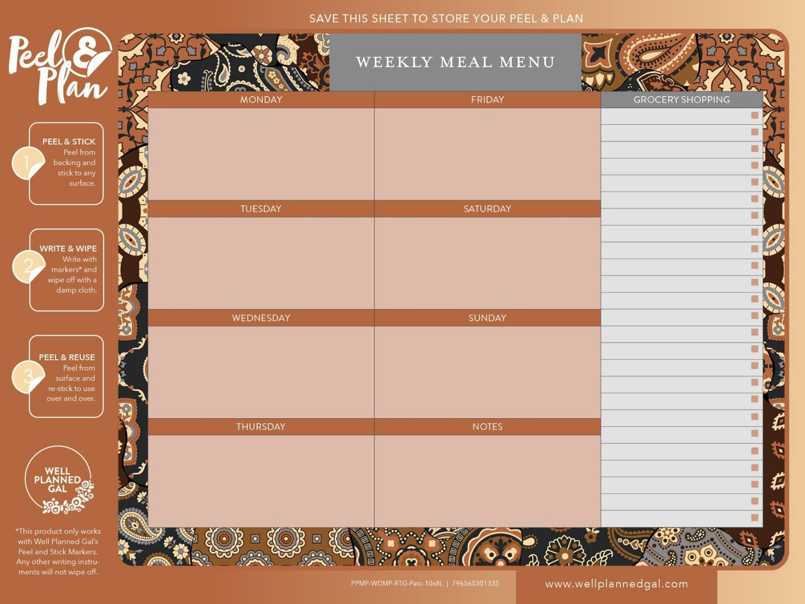 Weekly Meal Plan, Patchwork, 10x8L