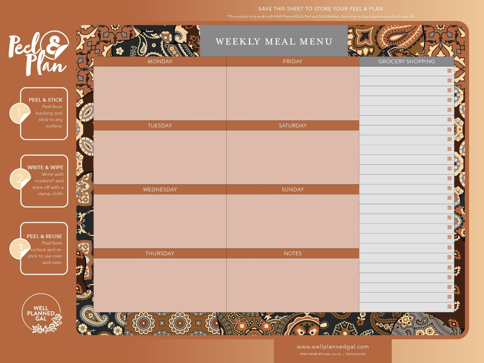 Weekly Meal Plan, Patchwork, 13x10L