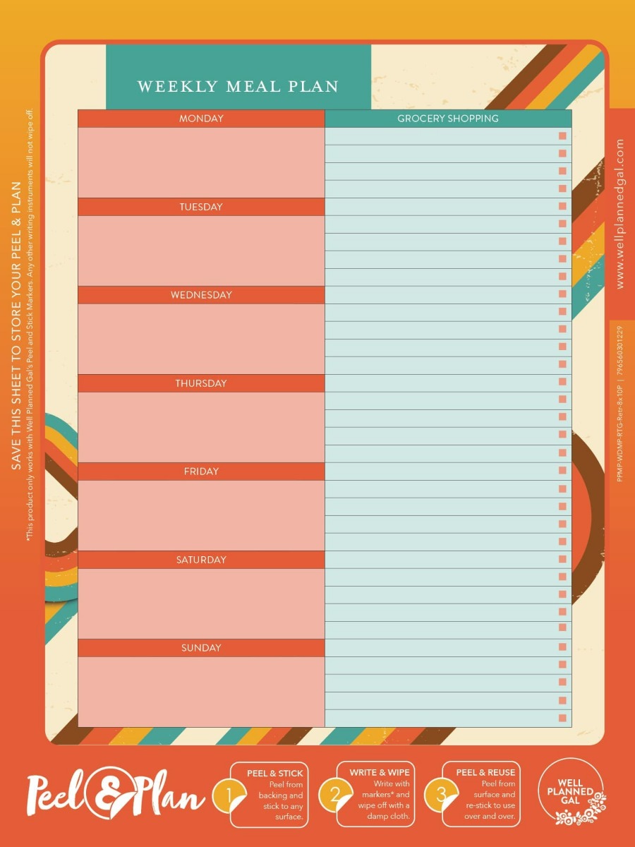 Weekly Meal Plan, Retro, 8x10P