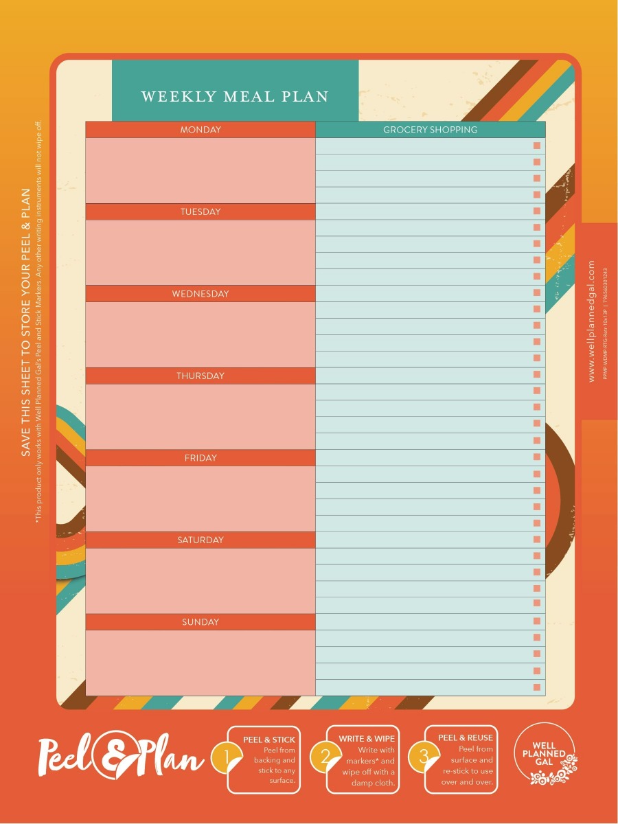 Weekly Meal Plan, Retro, 10x13P