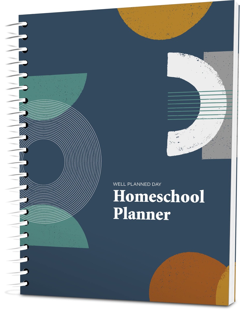 Custom Homeschool Portrait Planner - Midcentury Color Background - Expanded Coil
