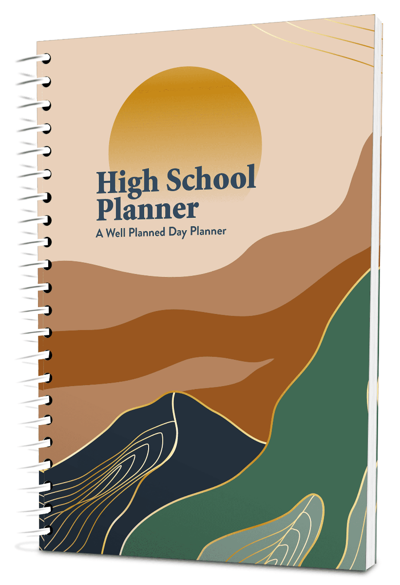 Custom High School Digest Planner - Mid Century White Background - Spiral