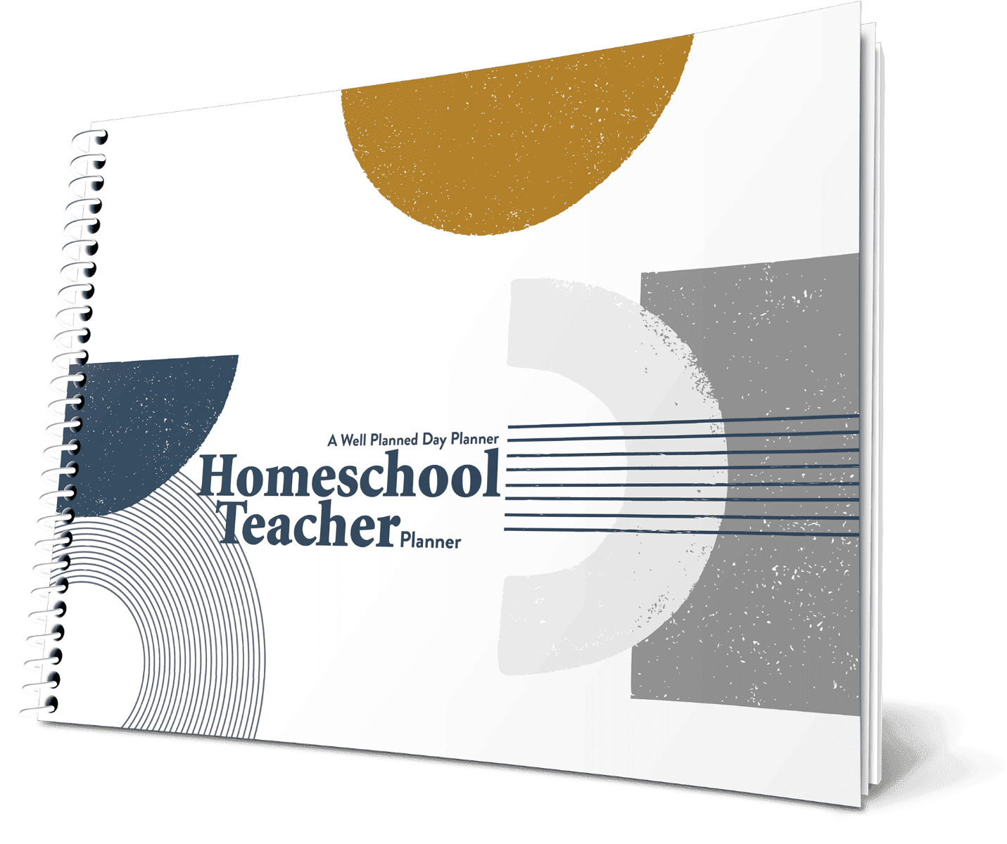 Custom Homeschool Landscape Planner - Mid-Century White Background - Unbound 3-Hole Punch