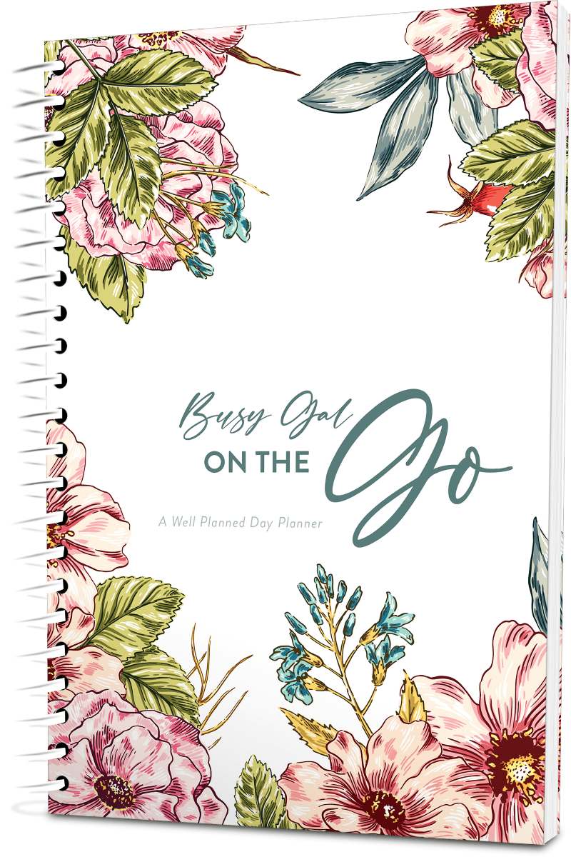 Custom Busy Gal Digest Planner - Wild Rose White Background - Expanded Coil