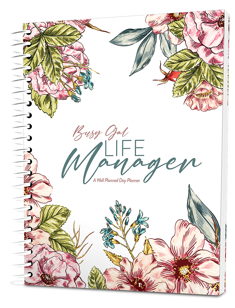 Custom Busy Gal Portrait Planner - Wild Rose White Background - Expanded Coil