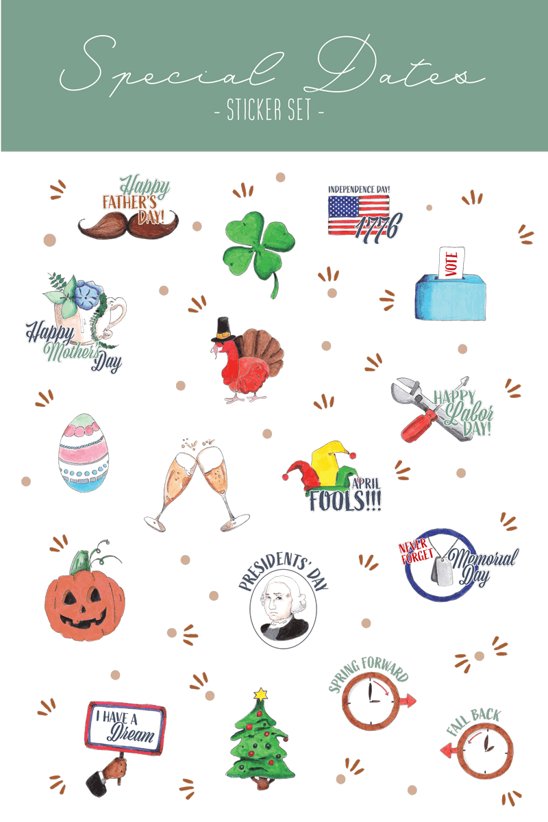 Well planned gal 2020 2021 stickers holidays special dates well